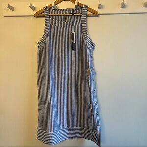 For Cynthia Navy Striped Midi Dress